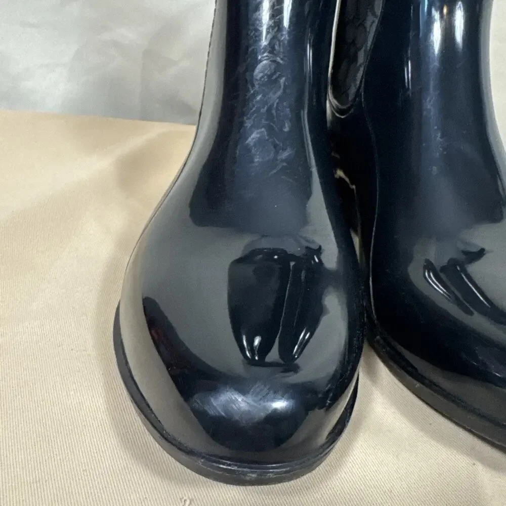 Coach Rivington Ankle Rain Boots, Black, Size 8